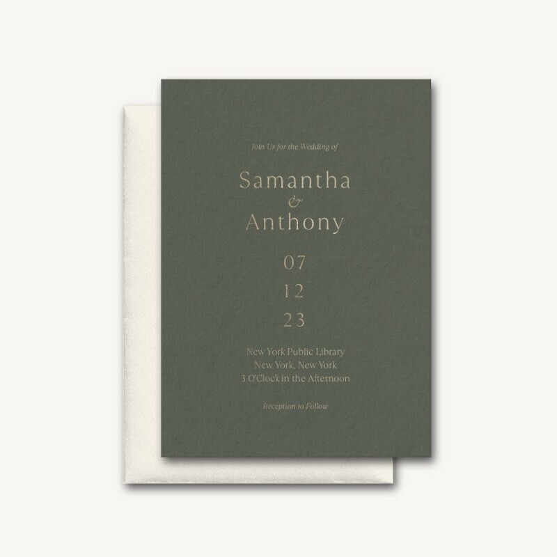 gold foil wedding invitation